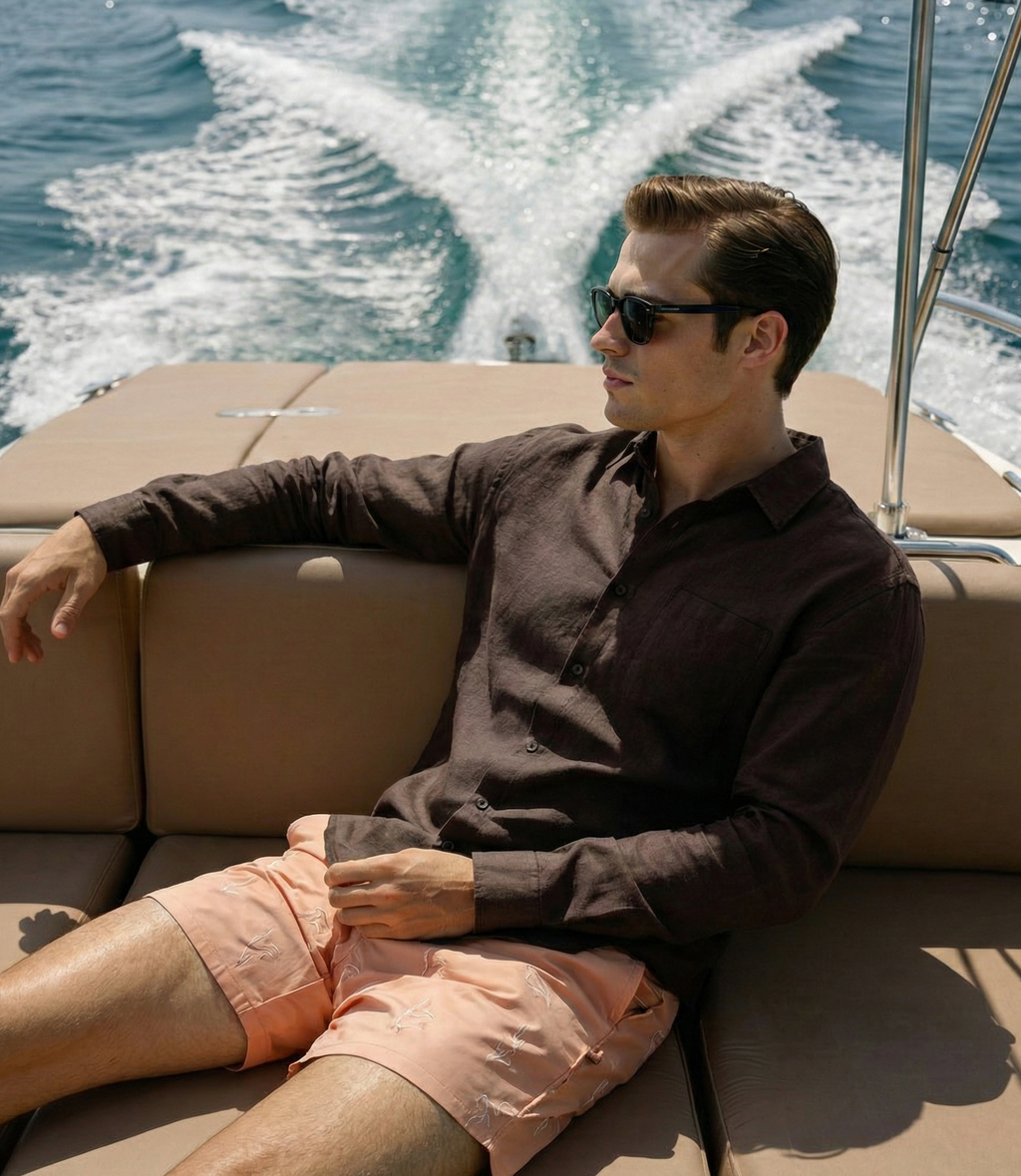 Coffee brown premium linen shirt