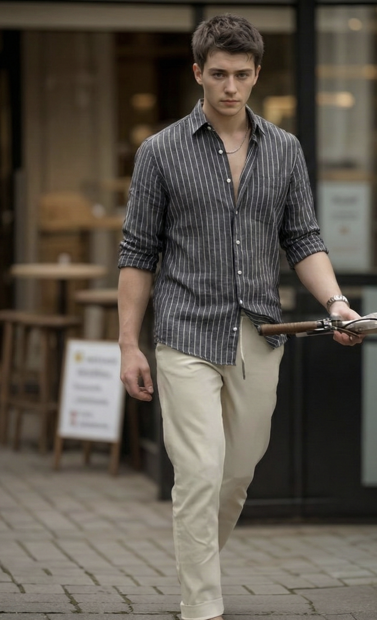 Charcoal & Slate Heritage Stripe linen Shirt