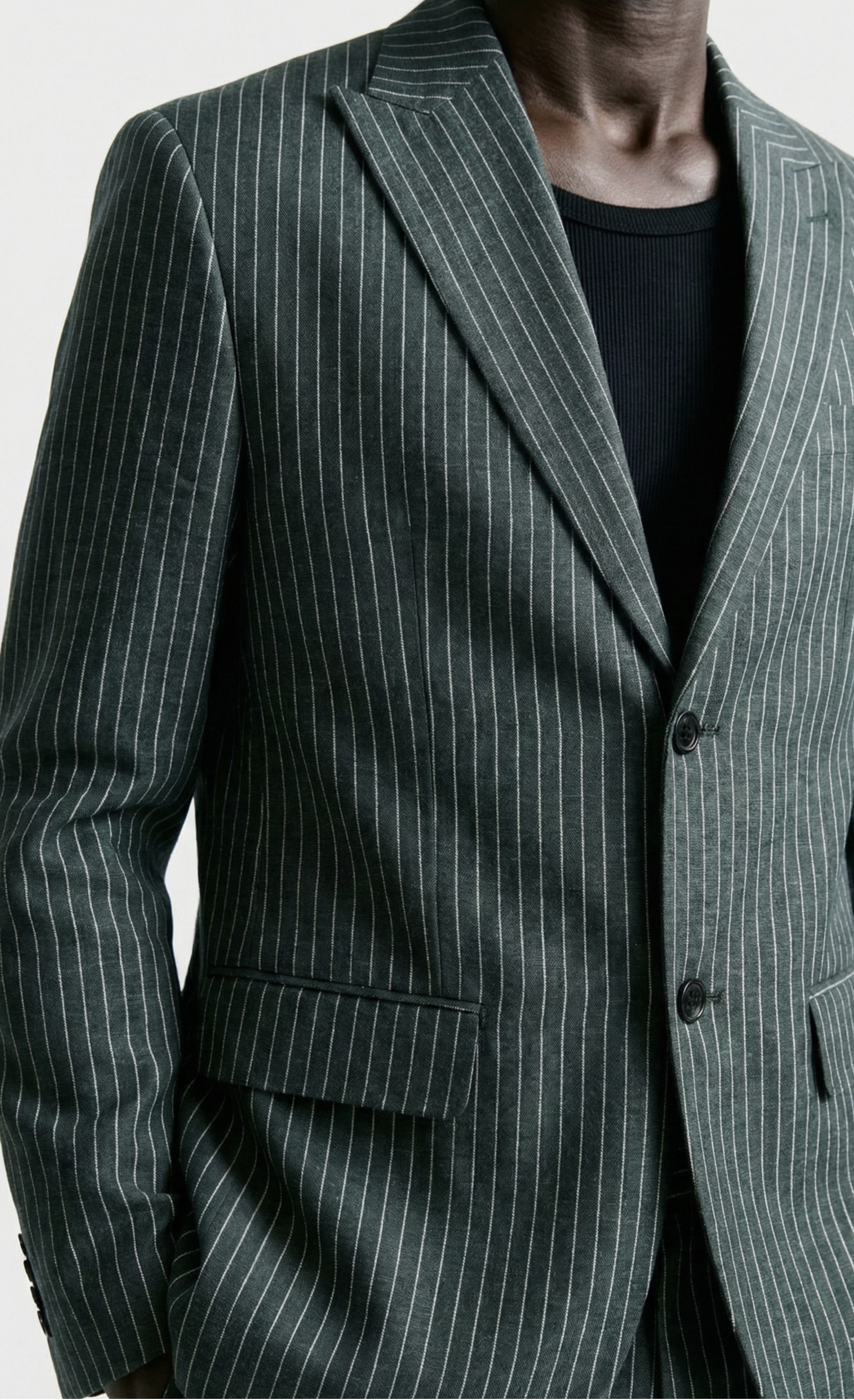 Luxury Olive Green Pinstripe Suit Set for Men – Formal & Party Wear