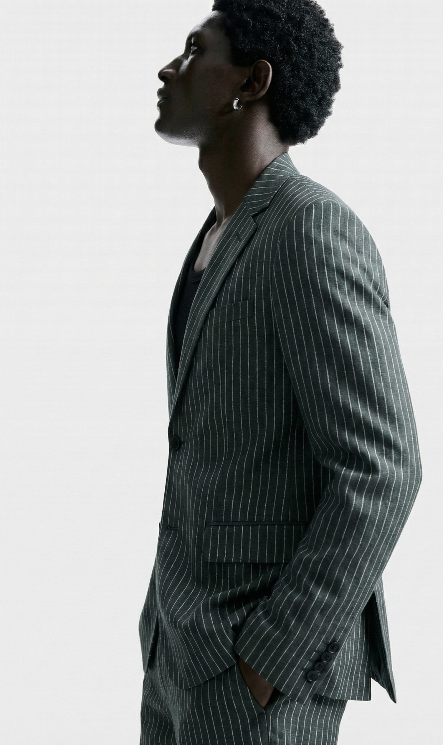 Luxury Olive Green Pinstripe Suit Set for Men – Formal & Party Wear