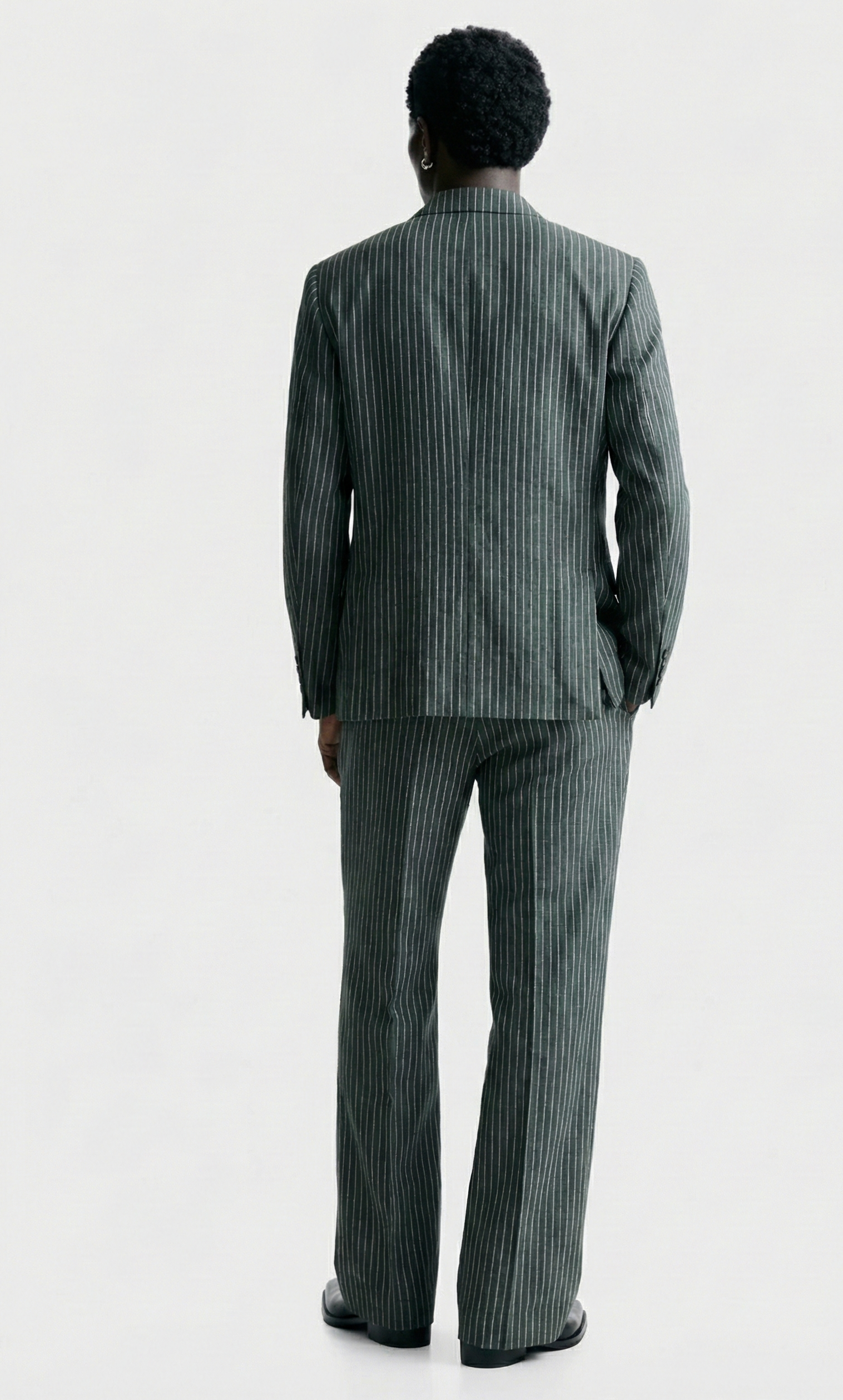 Luxury Olive Green Pinstripe Suit Set for Men – Formal & Party Wear