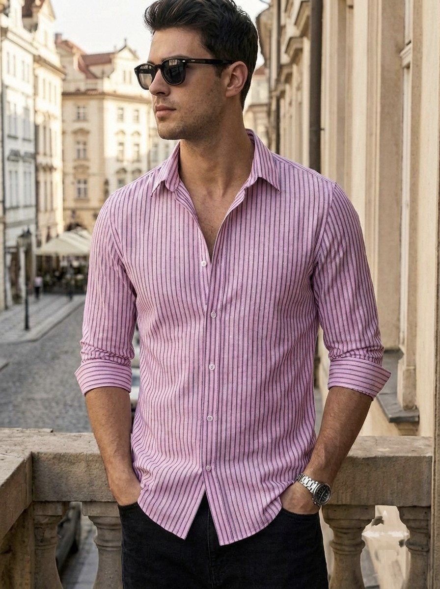 "The Rosé Heritage Pinstripe Linen"