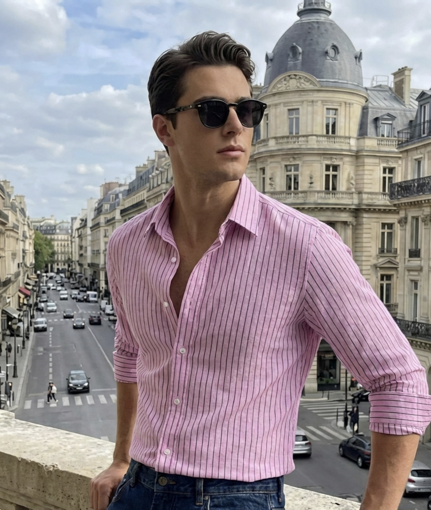 "The Rosé Heritage Pinstripe Linen"